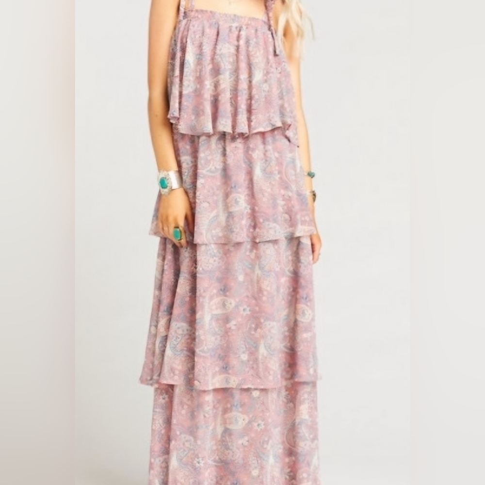 Show Me Your MuMu Pink Layered Paisley Maxi Dress
